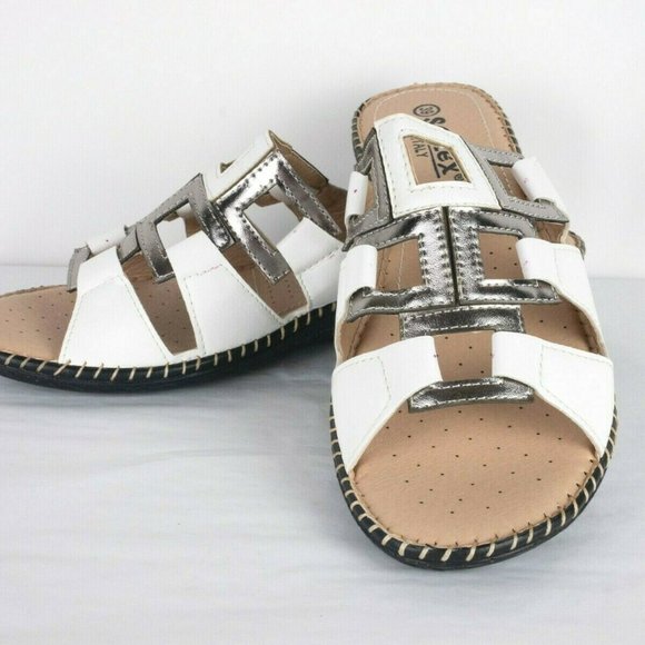 Soflex Italy Comfort Ortho White Leather Sandals - Picture 3 of 10